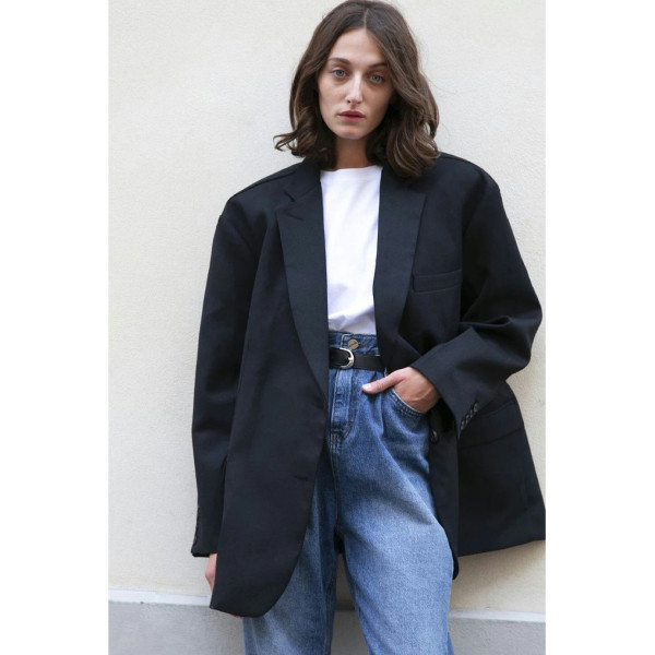 Black oversized boyfriend blazer hotsell