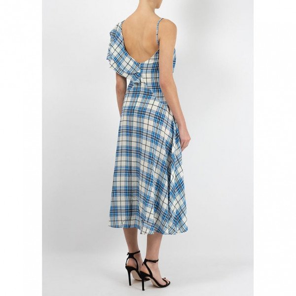 Paper London Maeva Asymmetrical Check Dress