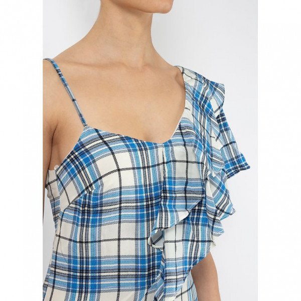 Paper London Maeva Asymmetrical Check Dress