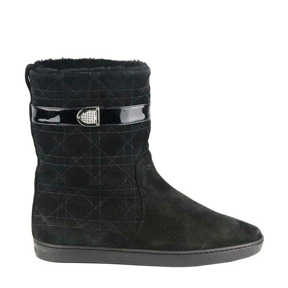 Dior Shearling-Lined Cannage Suede Ankle Boots