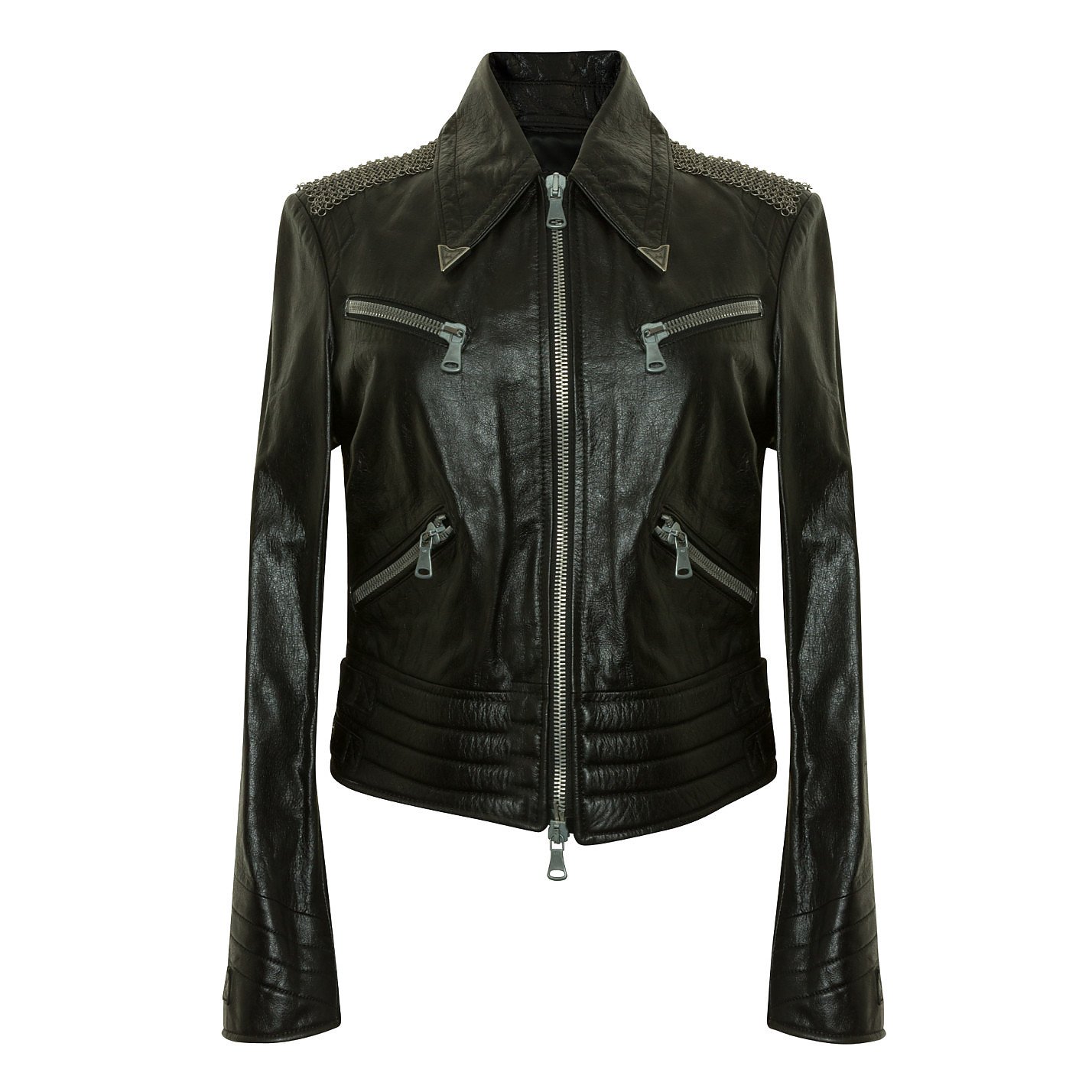 Armani Chain-Detail Leather Jacket