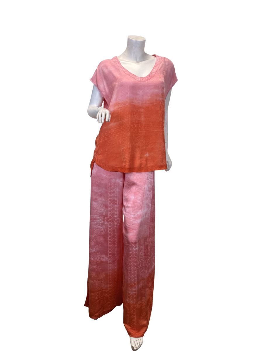 Raquel Allegra 3-Piece Silk Set in Ombre Pink