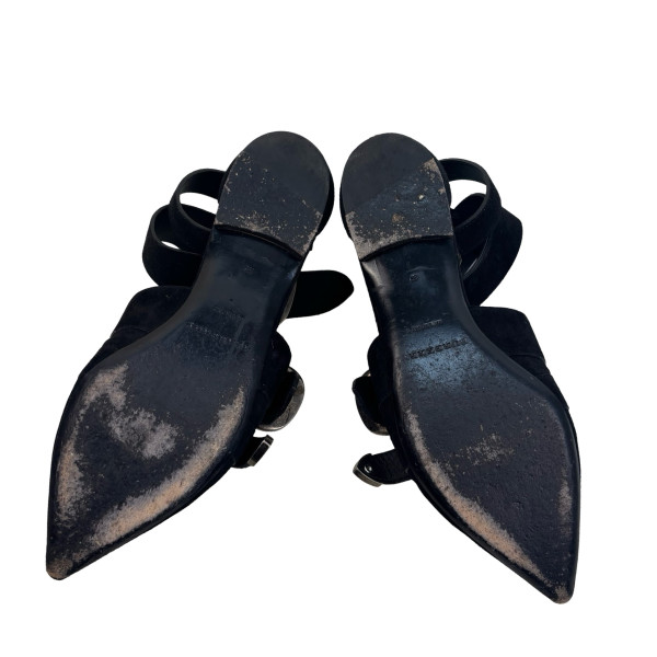 Burberry Black Suede Monroe Ankle Cuff Flats