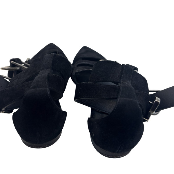 Burberry Black Suede Monroe Ankle Cuff Flats