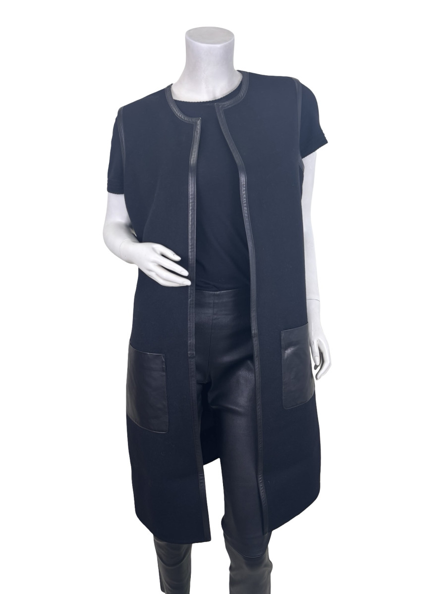 Ralph Lauren Sleeveless Jacket with Leather Trim