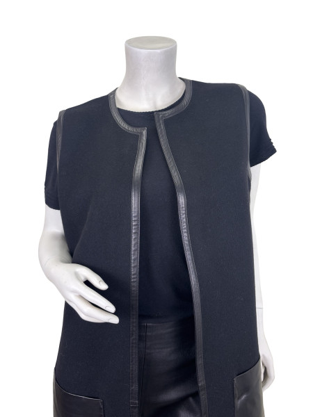 Ralph Lauren Sleeveless Jacket with Leather Trim