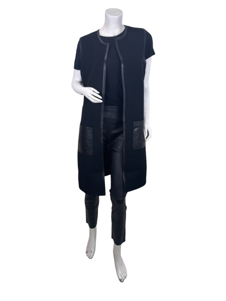 Ralph Lauren Sleeveless Jacket with Leather Trim