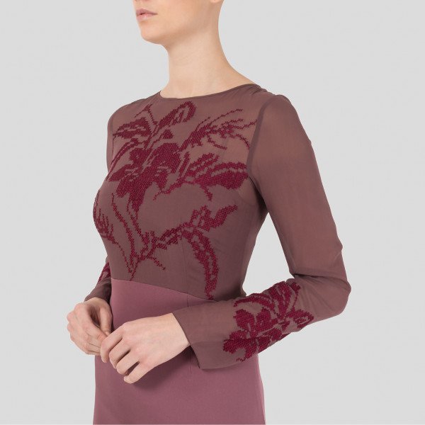 Vilshenko Embroidered Silk Dress