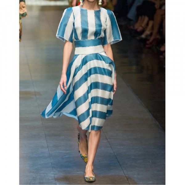 Dolce and gabbana green discount and white striped dress