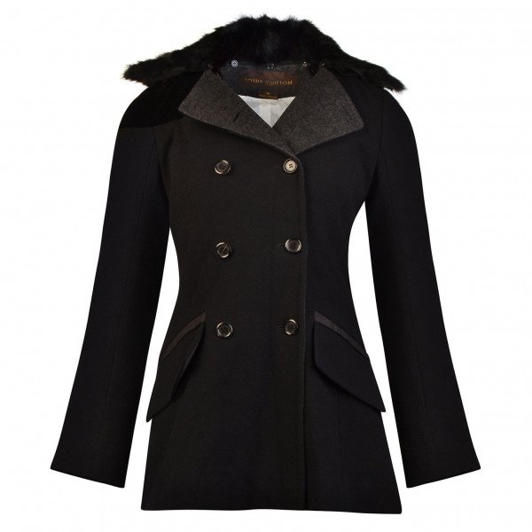 Rent Buy Louis Vuitton Faux-Fur Collar Short Coat