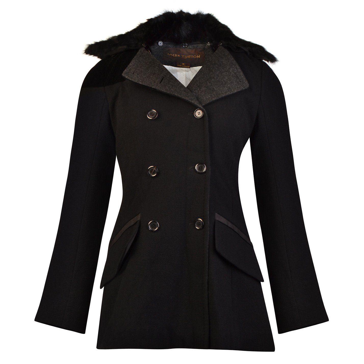 Louis Vuitton Faux-Fur Collar Short Coat