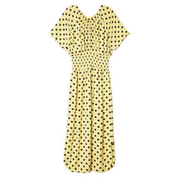 Albaray Spot Print Shirred Waist Midi Dress