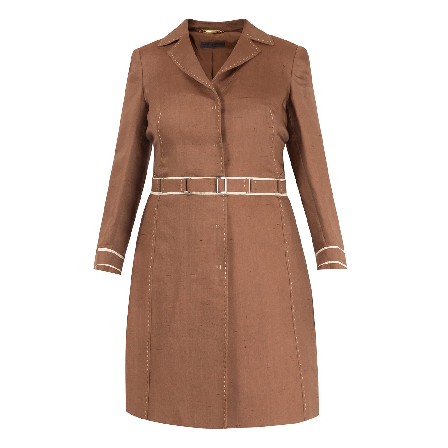 Alberta Ferretti Belted Coat With Contrast Stitch Detail