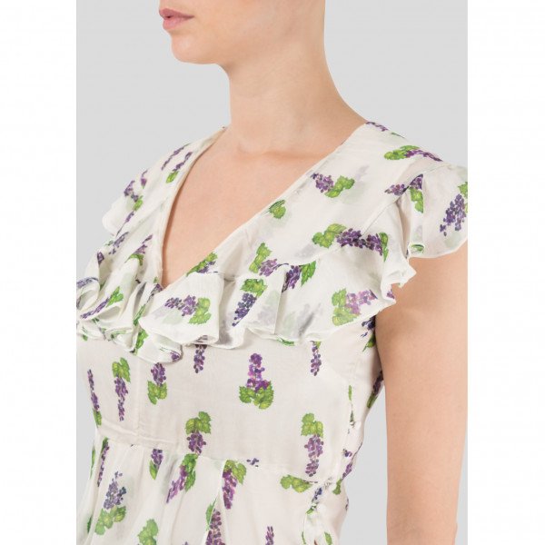 Isolda Silk Printed Reverse Peacock Dress