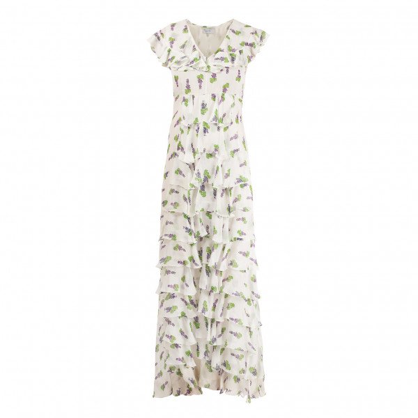 Isolda Silk Printed Reverse Peacock Dress