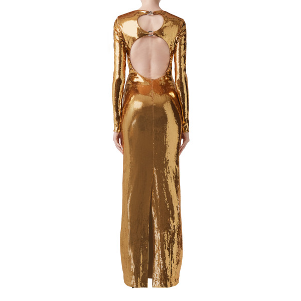 Burberry Chain-link Detail Cut-out Sequinned Silk Dress