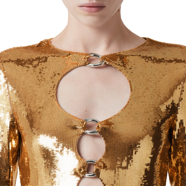 Burberry Chain-link Detail Cut-out Sequinned Silk Dress