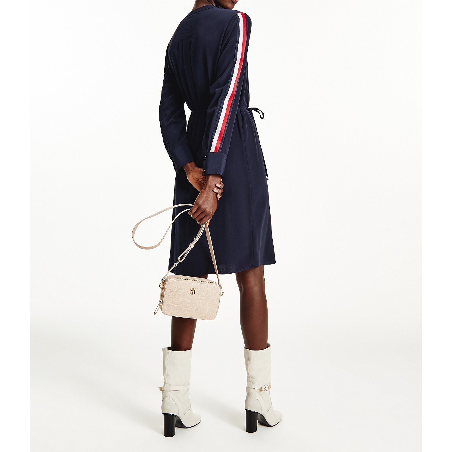 Tommy Hilfiger Crepe Tie Waist Shirt Dress