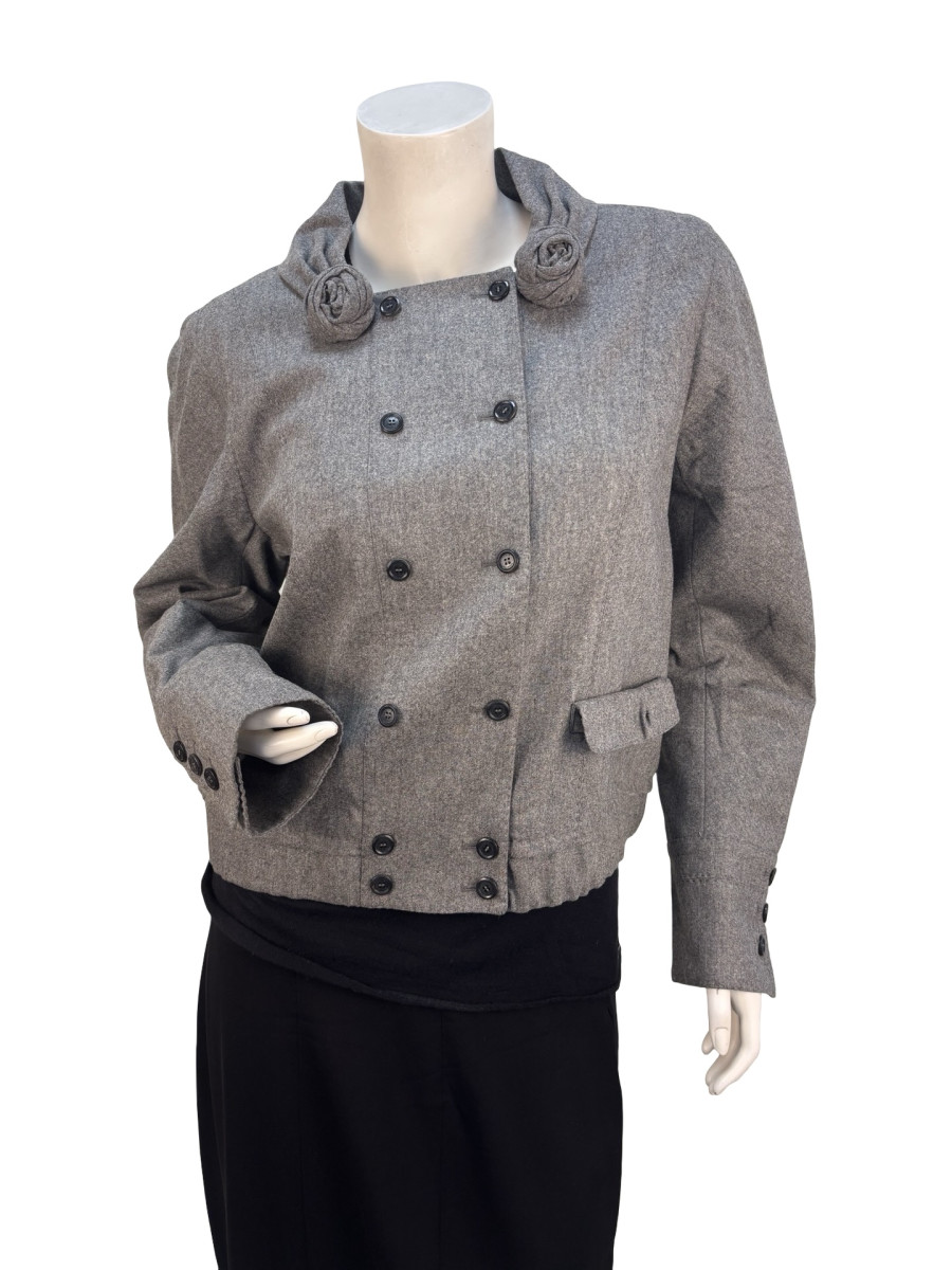 Louis Vuitton Charcoal Wool Jacket with Rosette Detail