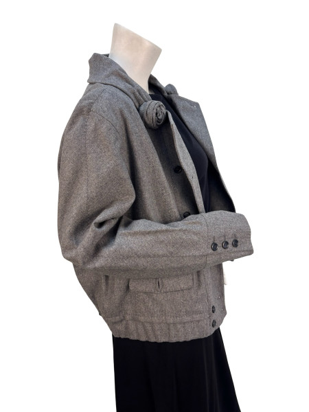Louis Vuitton Charcoal Wool Jacket with Rosette Detail