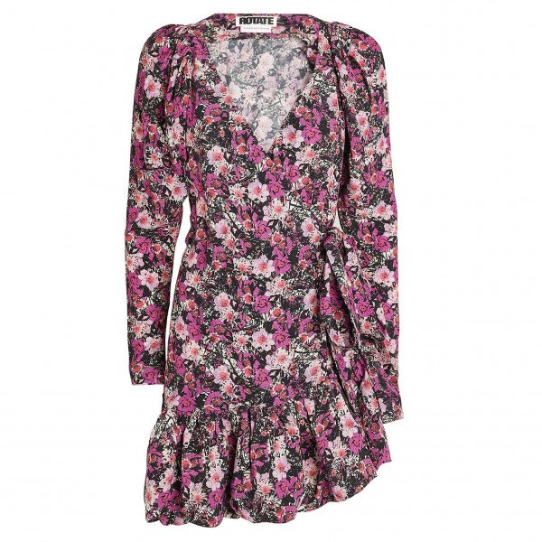 ROTATE Birger Christensen Floral Tie Dress