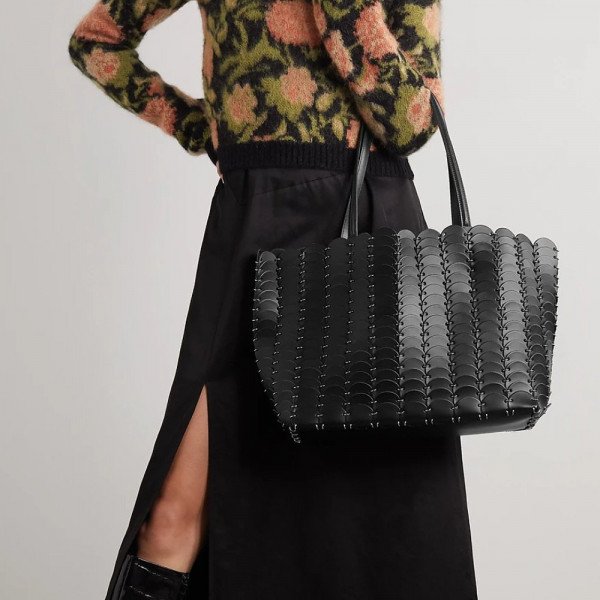 Paco Rabanne Ring Chainlink Leather Tote With Purse