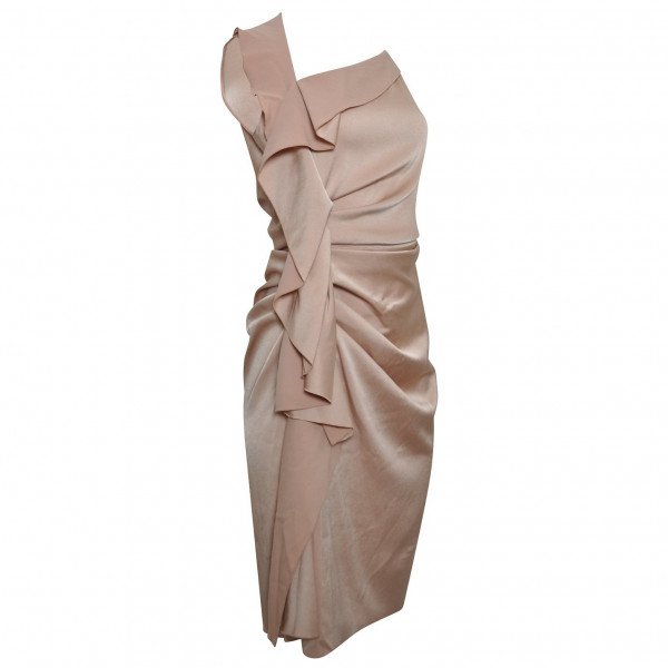 Paule Ka Asymmetric Satin Mini Dress