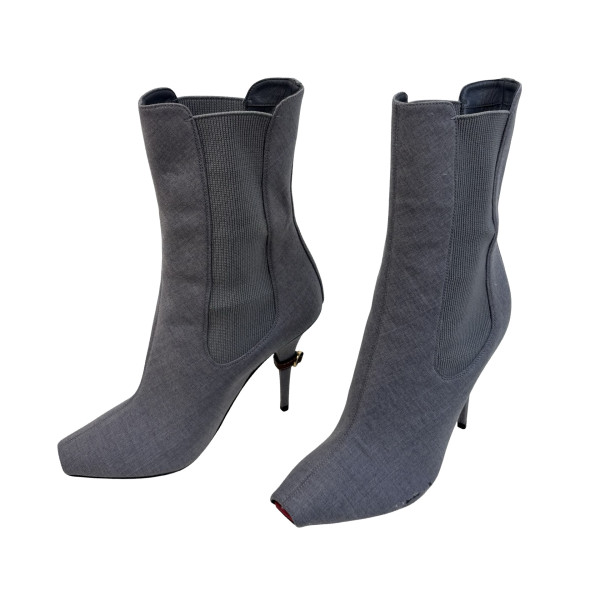 Burberry Grey Peep Toe Kenzie Ankle Boots