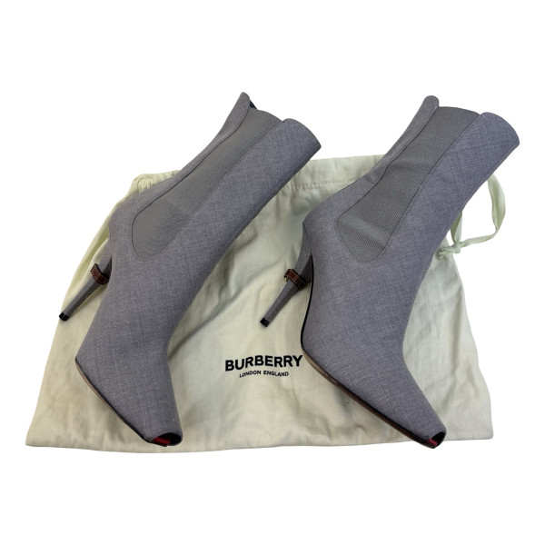 Burberry Grey Peep Toe Kenzie Ankle Boots