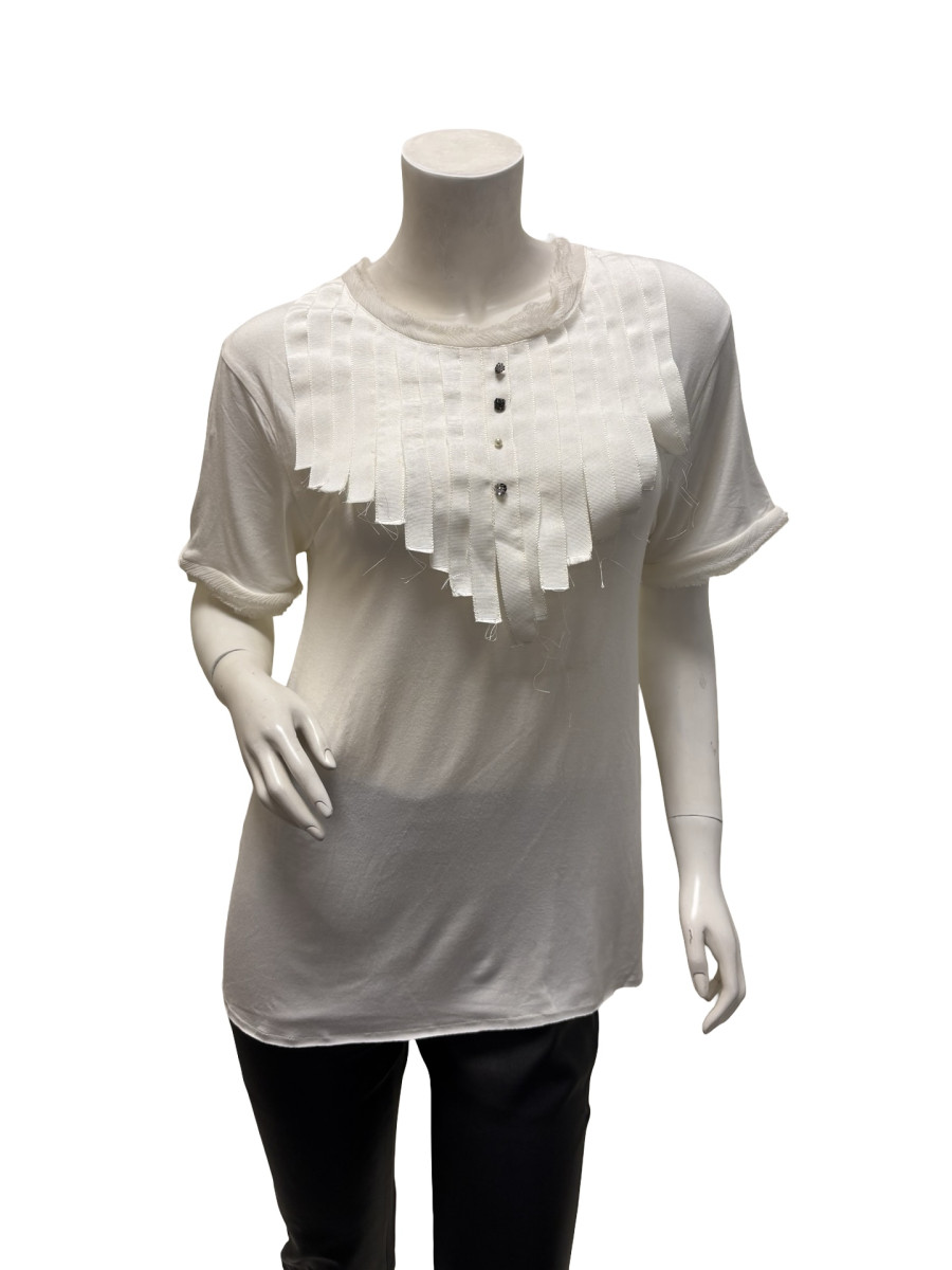 Lanvin White Structured Fringe Top