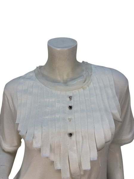 Lanvin White Structured Fringe Top