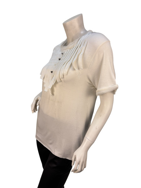Lanvin White Structured Fringe Top