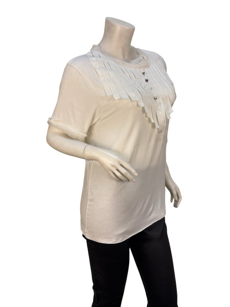 Lanvin White Structured Fringe Top