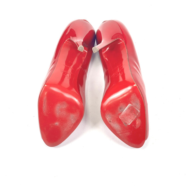 Christian Louboutin Red Patent Leather Peep-Toe Pumps