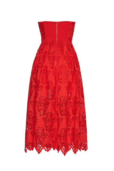 Cara Cara NYC Torres Dress, Red Embroidered Eyelet