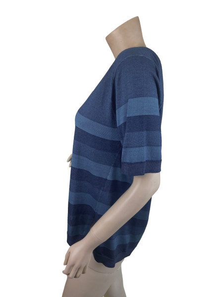 Louis Vuitton Blue Striped Short Sleeve Jumper