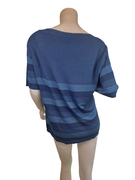 Louis Vuitton Blue Striped Short Sleeve Jumper