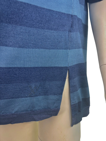 Louis Vuitton Blue Striped Short Sleeve Jumper