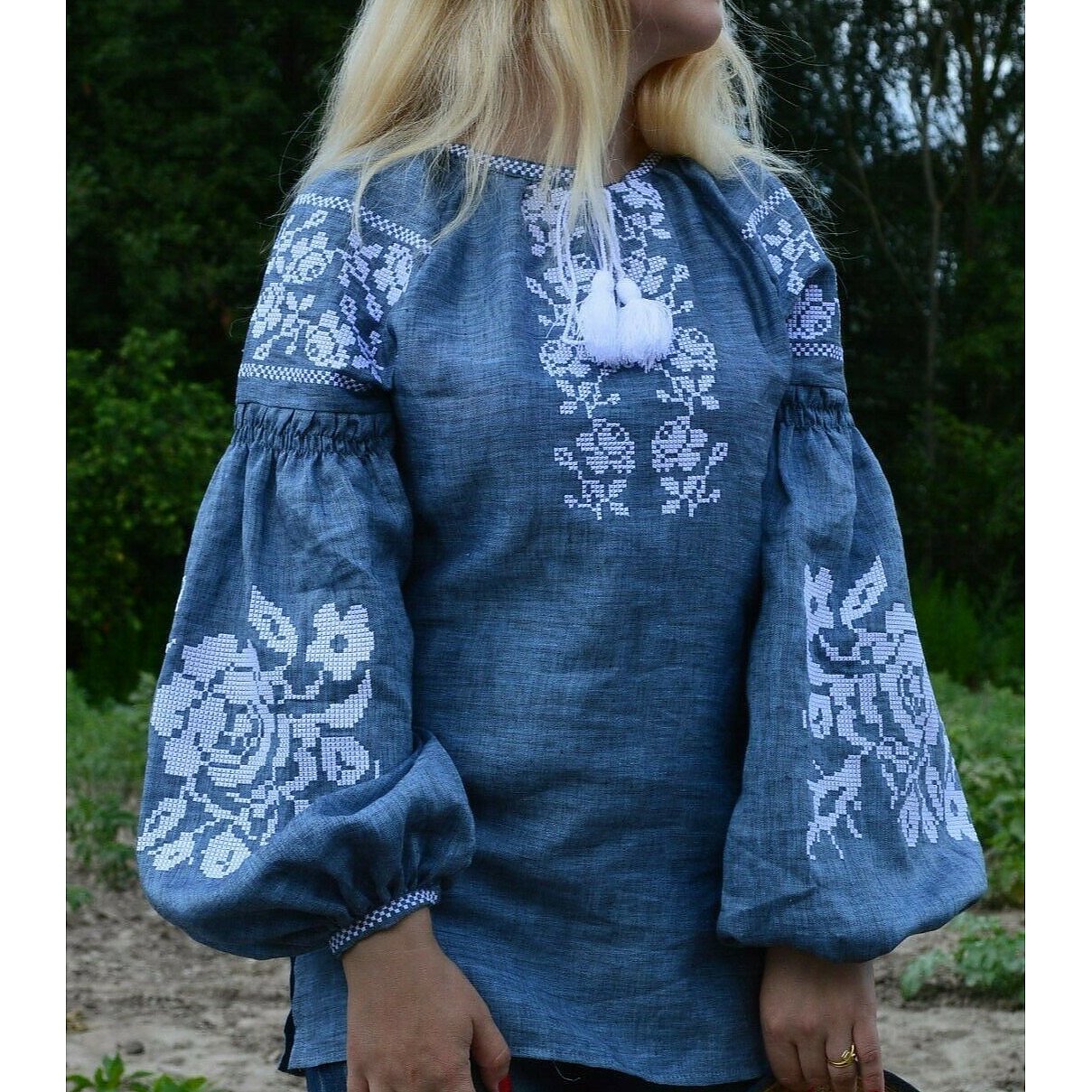 Stand With Ukraine Ukrainian Embroidered Linen Blouse