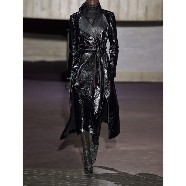 Shiny leather coat outlet