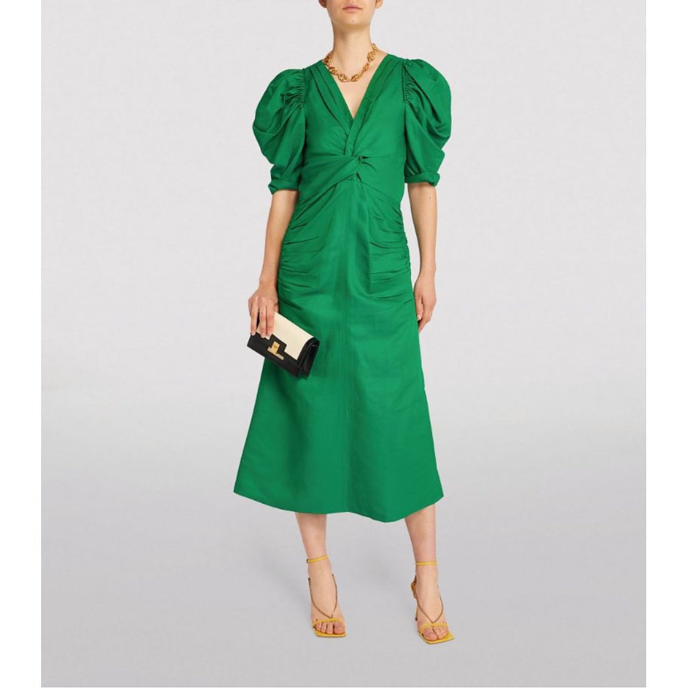Rent Buy Proenza Schouler Linen-Blend Gathered Midi Dress | MY WARDROBE HQ