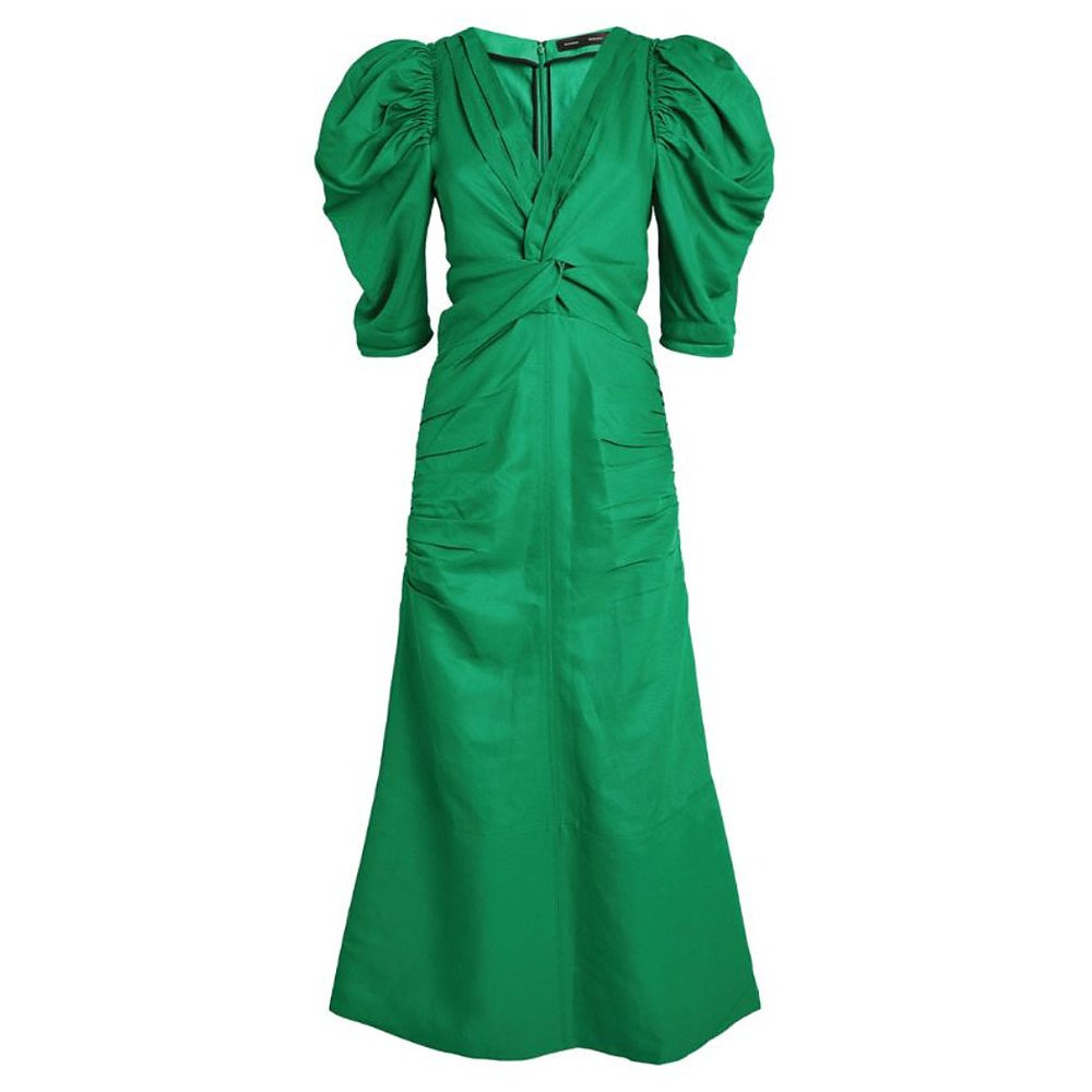 Proenza Schouler Linen-Blend Gathered Midi Dress