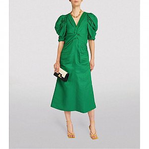 Rent Buy Proenza Schouler Linen Blend Gathered Midi Dress MY