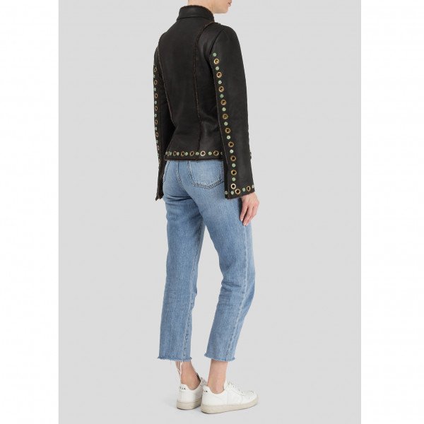 Shanghai Tang Embellished Shearling Jacket