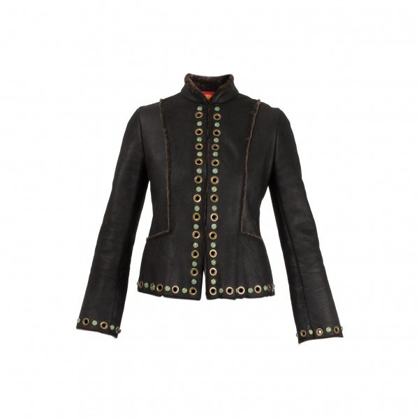 Shanghai Tang Embellished Shearling Jacket