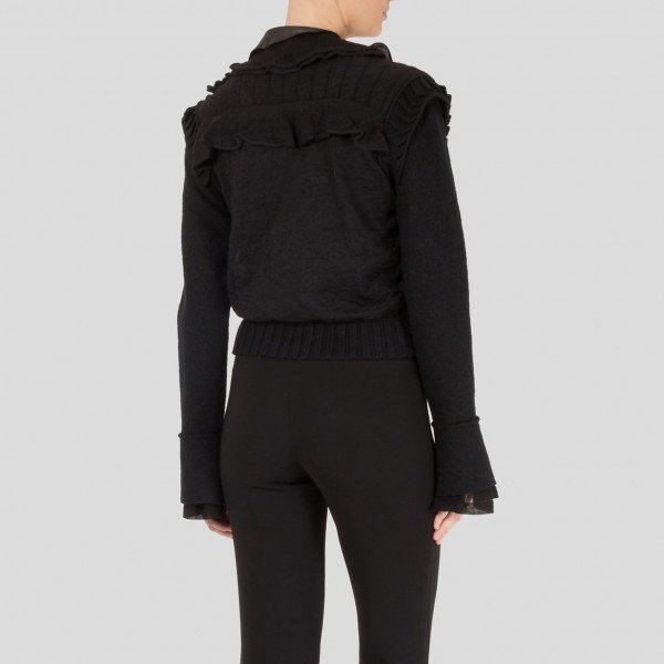 Valentino Ruffled Jacket With Leather Detail