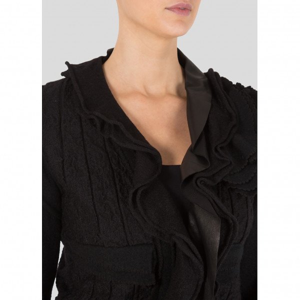 Valentino Ruffled Jacket With Leather Detail