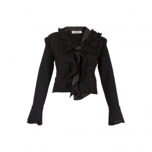 Valentino Ruffled Jacket With Leather Detail