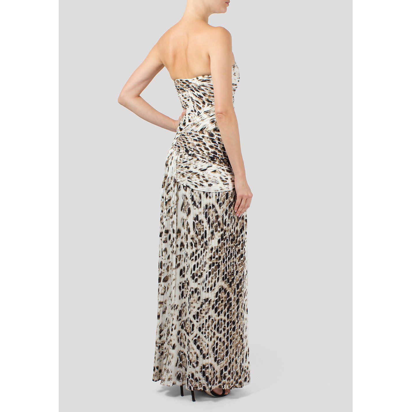 Halston Heritage Strapless Leopard Print Gown