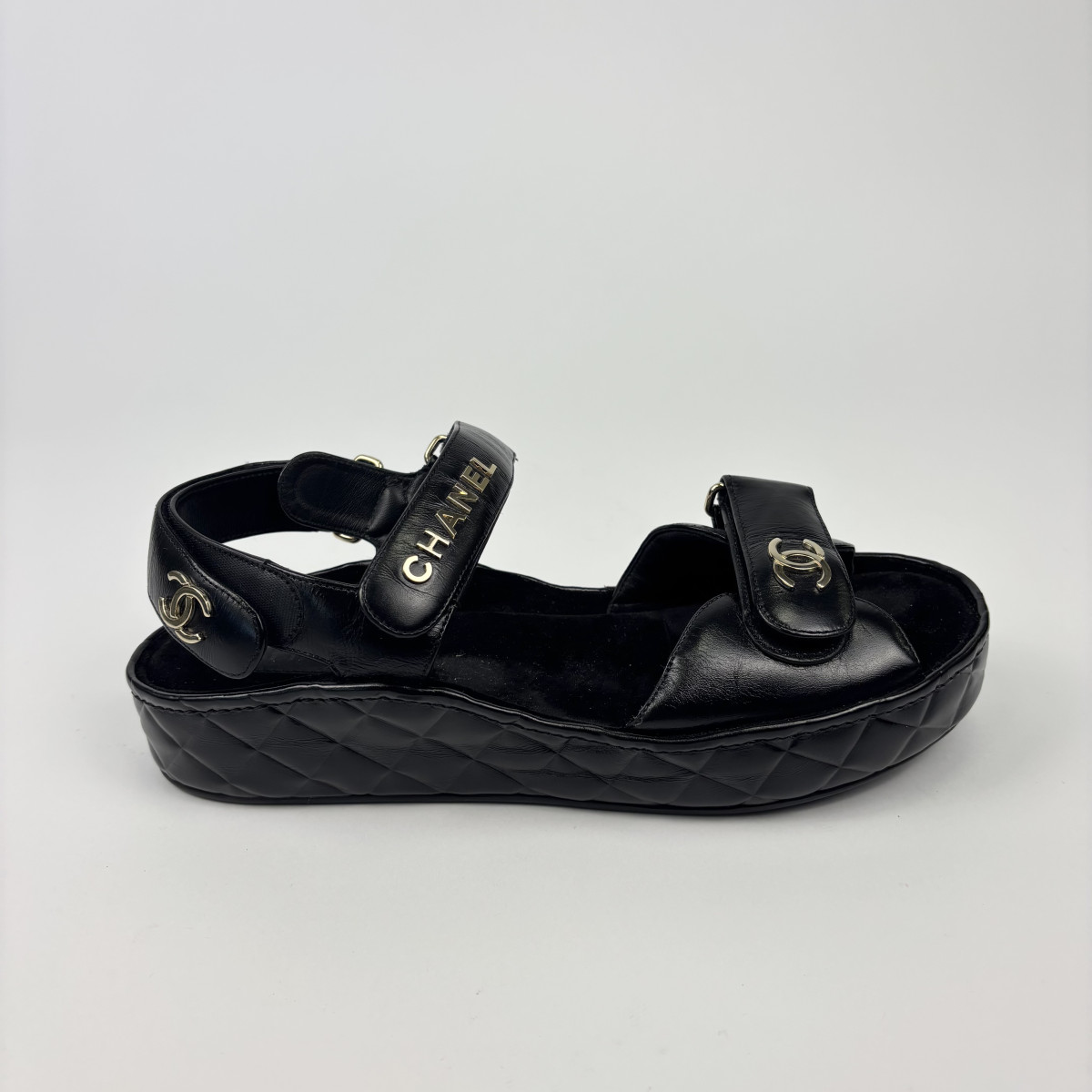 CHANEL Padded platform quilted sandals